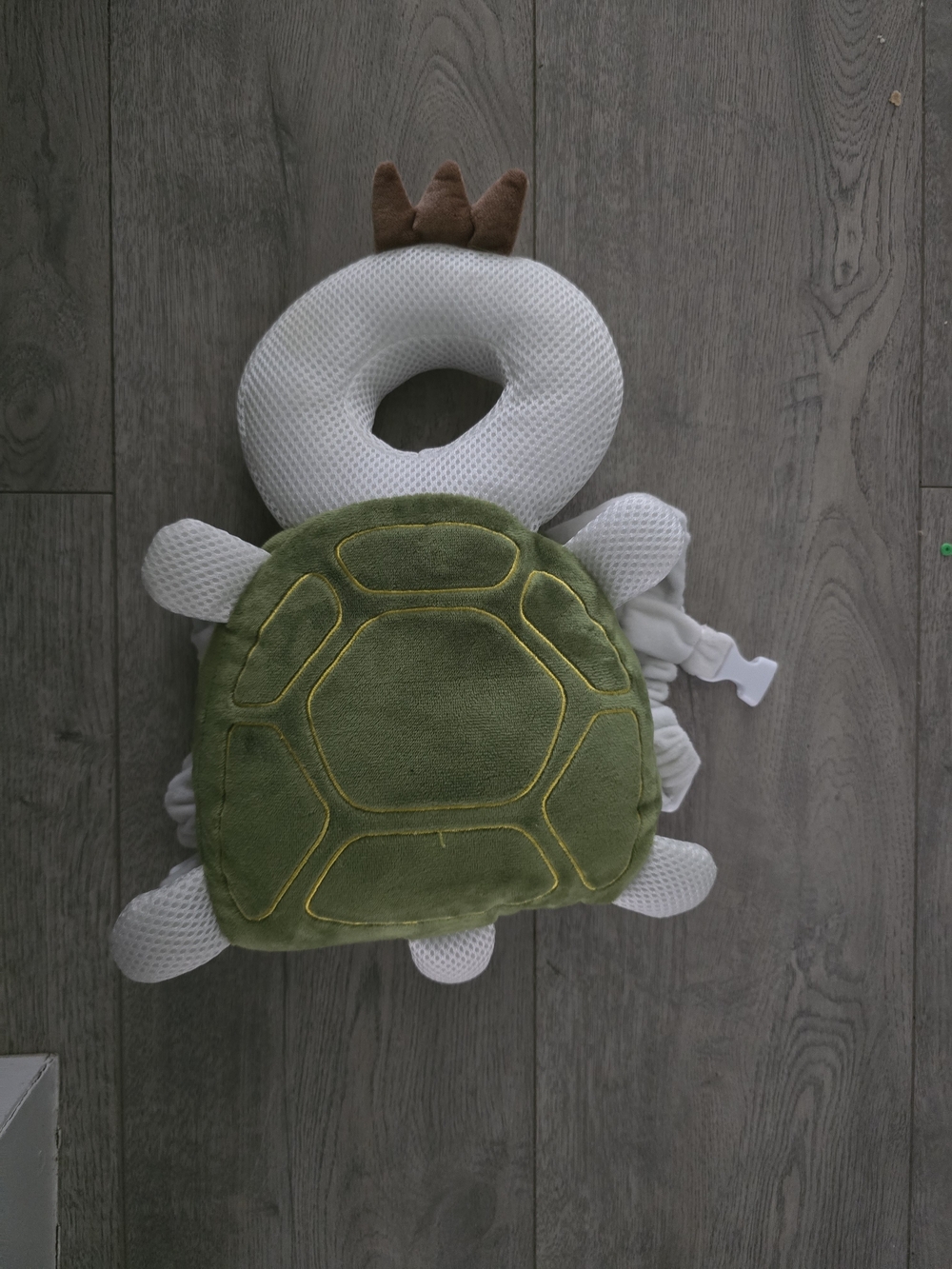 Plush Turtle Head Support Pillow - Green & White